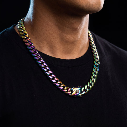 Rainbow Miami Cuban Link Chain - Different Drips