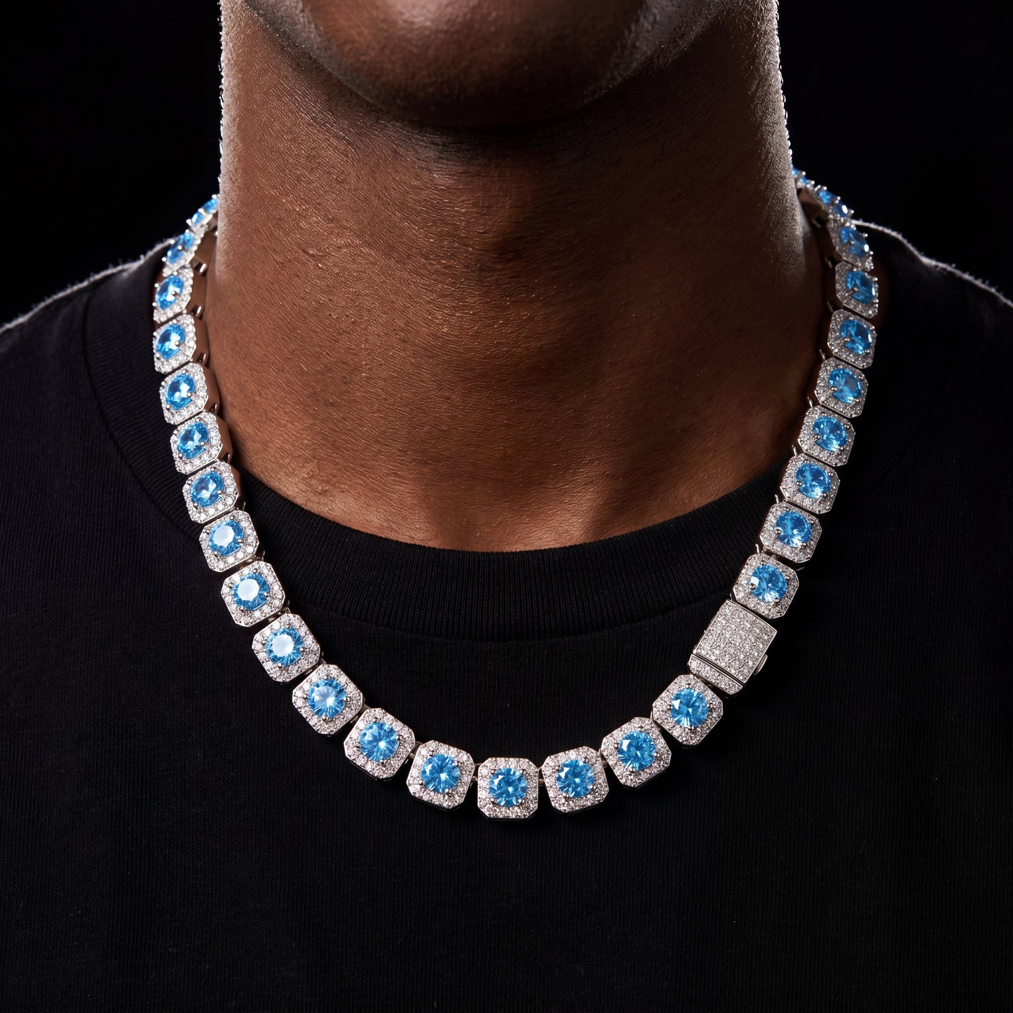 10mm Blue Stone Clustered Tennis Chain - Different Drips