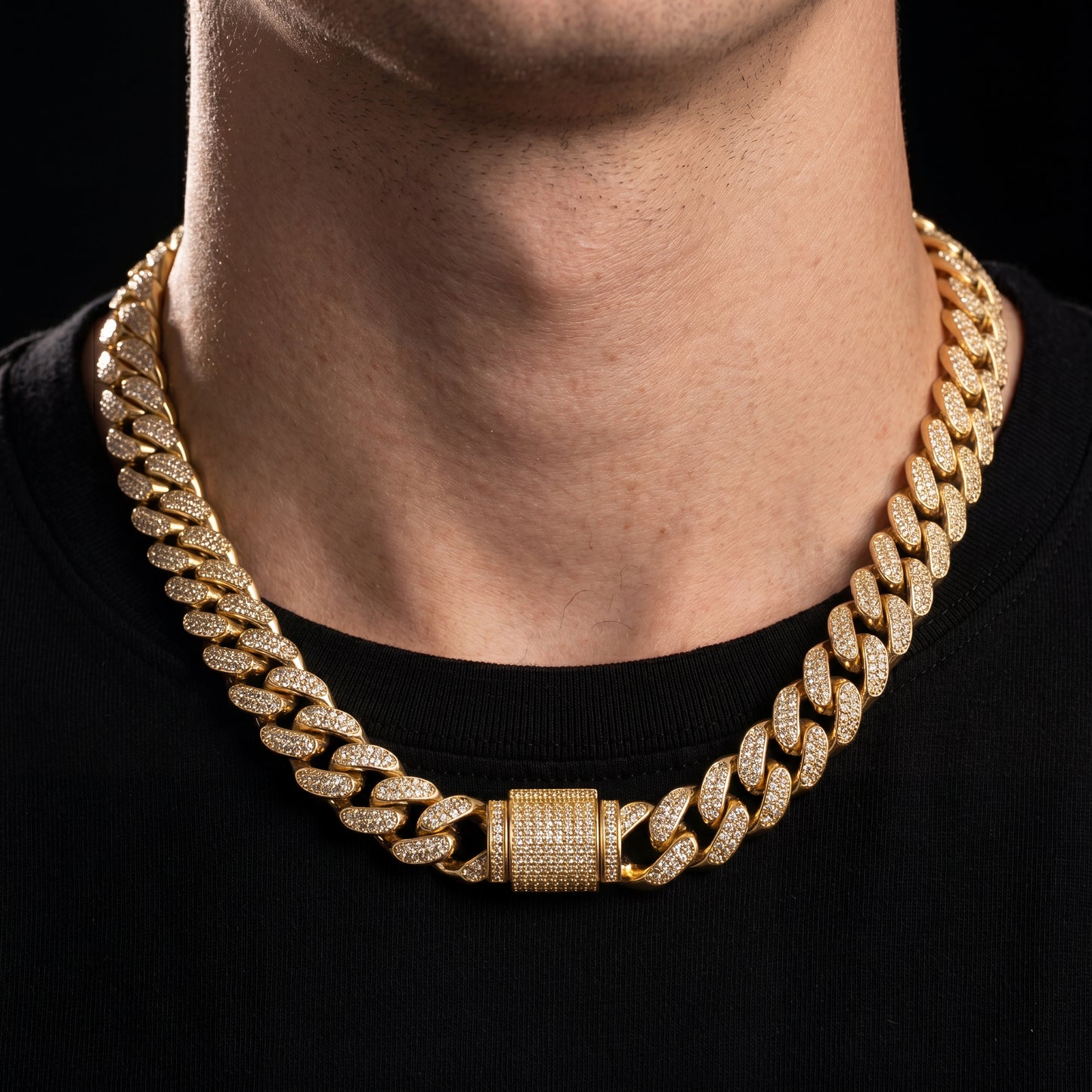 12mm Moissanite Miami Cuban Link Chain 18k Gold - Different Drips
