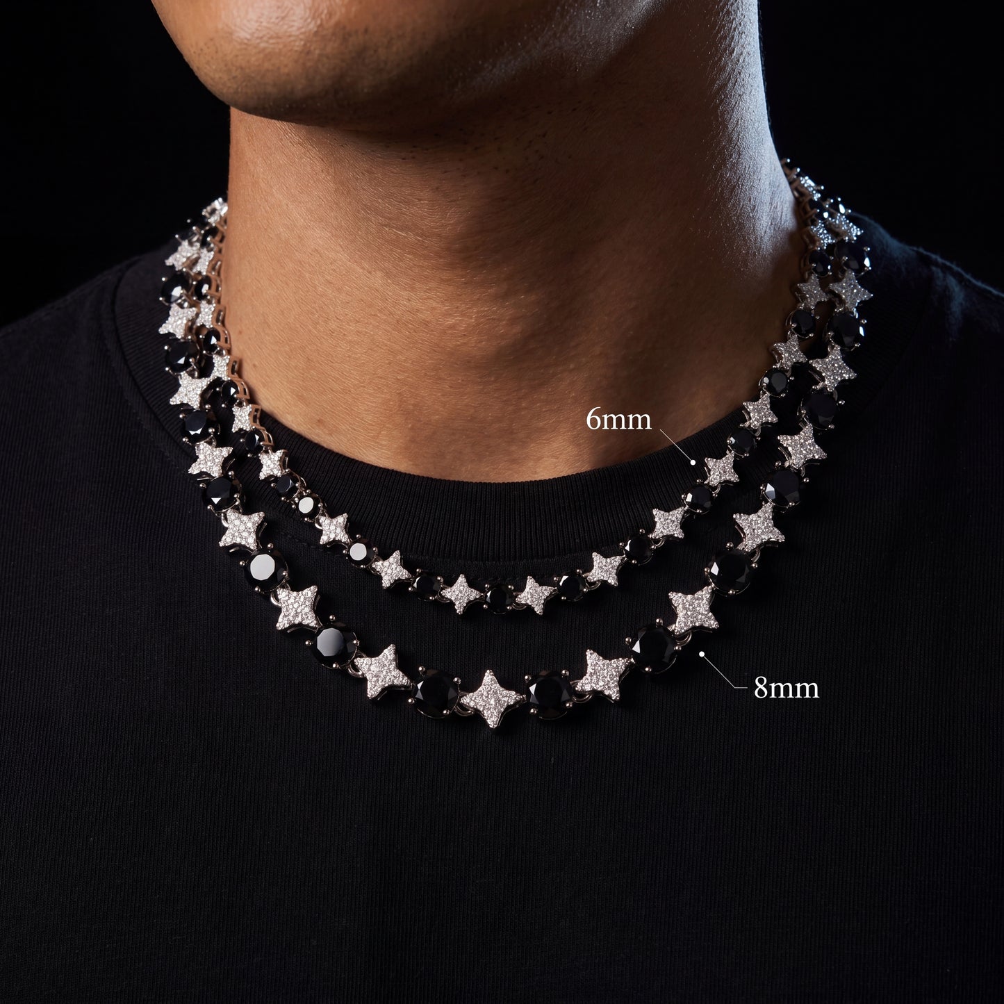 8mm S925 Black Moissanite Star Link Tennis Chain