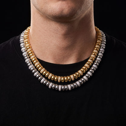Iced Out Polished Beaded Link Choker Chain - Different Drips