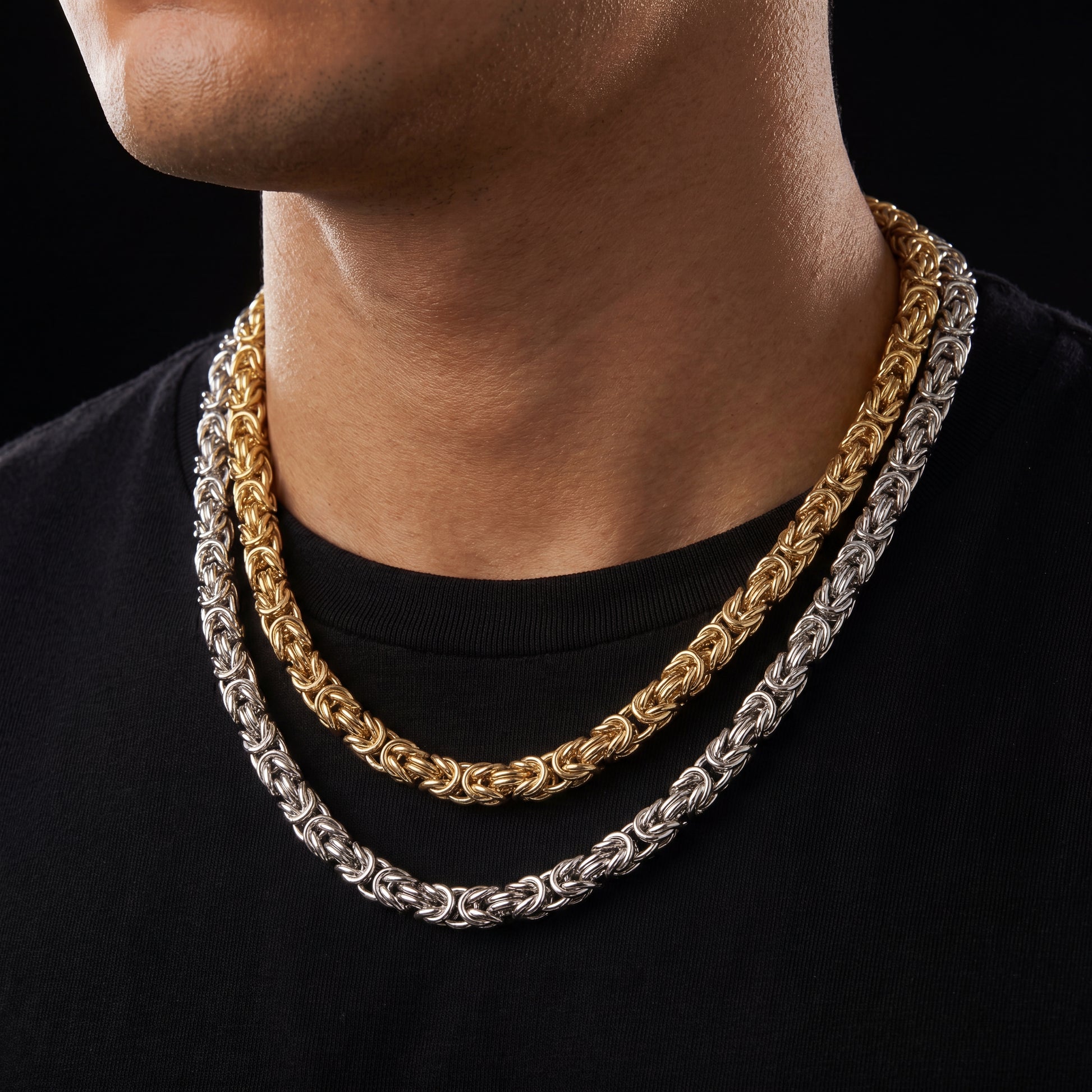 Solid 18k Gold Plated Byzantine Link Chain - Different Drips