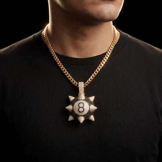 Iced Spiked 8 Ball Pendant