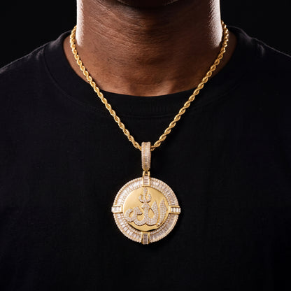 Round Baguette Allah Pendant - Different Drips