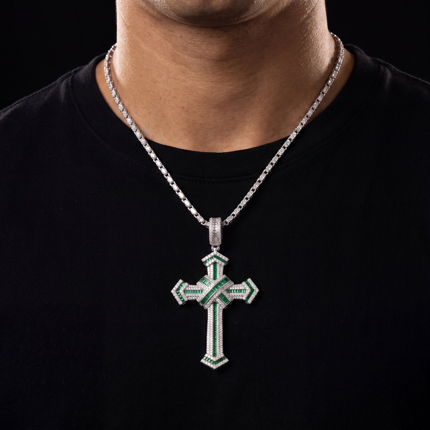 Baguette Colored Cross Pendant - Different Drips