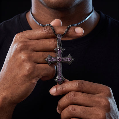 Colored Gem Iced Cross Pendant - Different Drips