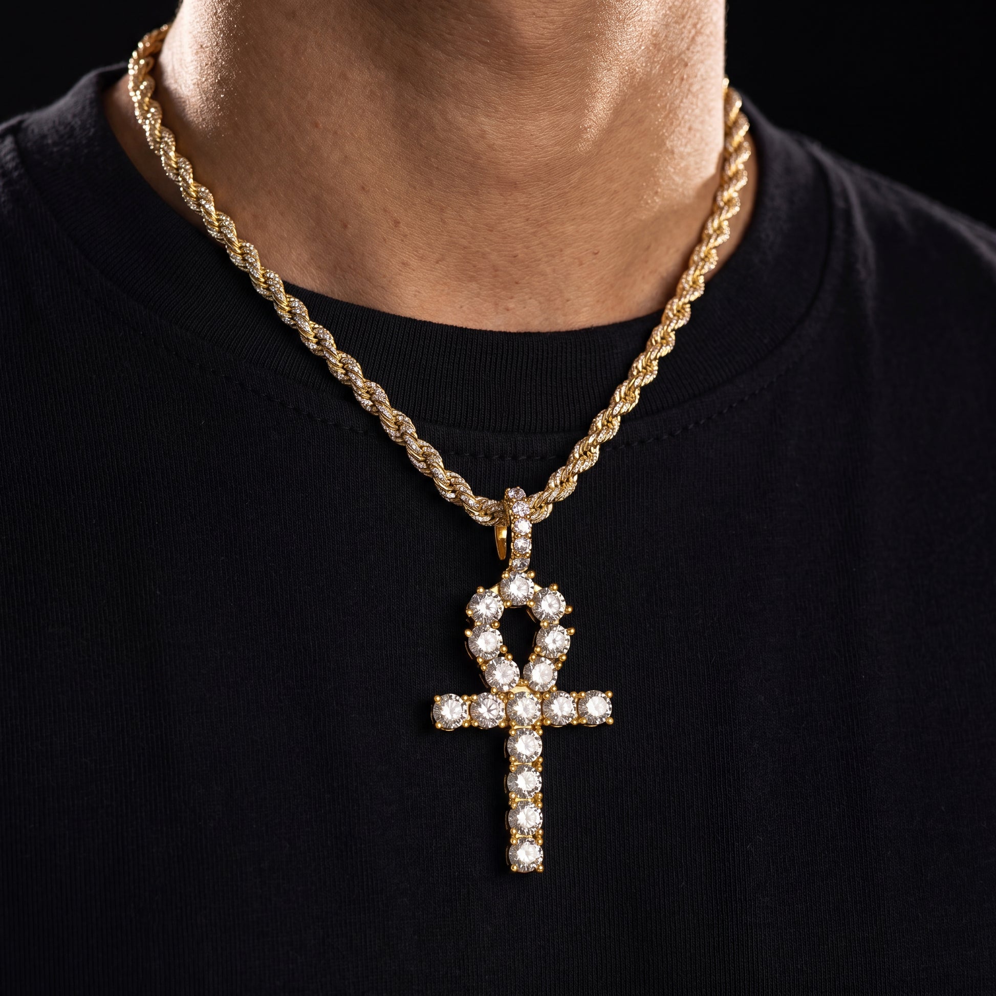 Iced Out Ankh Cross Pendant - Different Drips