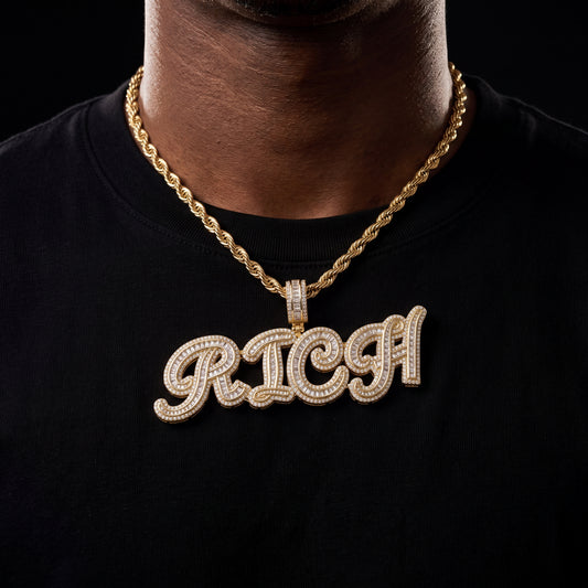 Multi-Layer Baguette Custom Letter Pendant - Different Drips