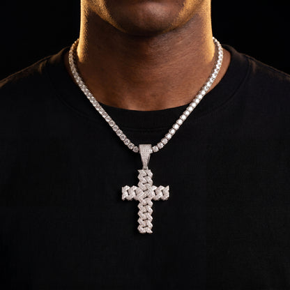 S925 Moissanite Cuban Prong Cross Pendant - Different Drips