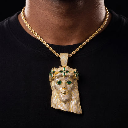 Diamond Crowned Clover Jesus Pendant - Different Drips