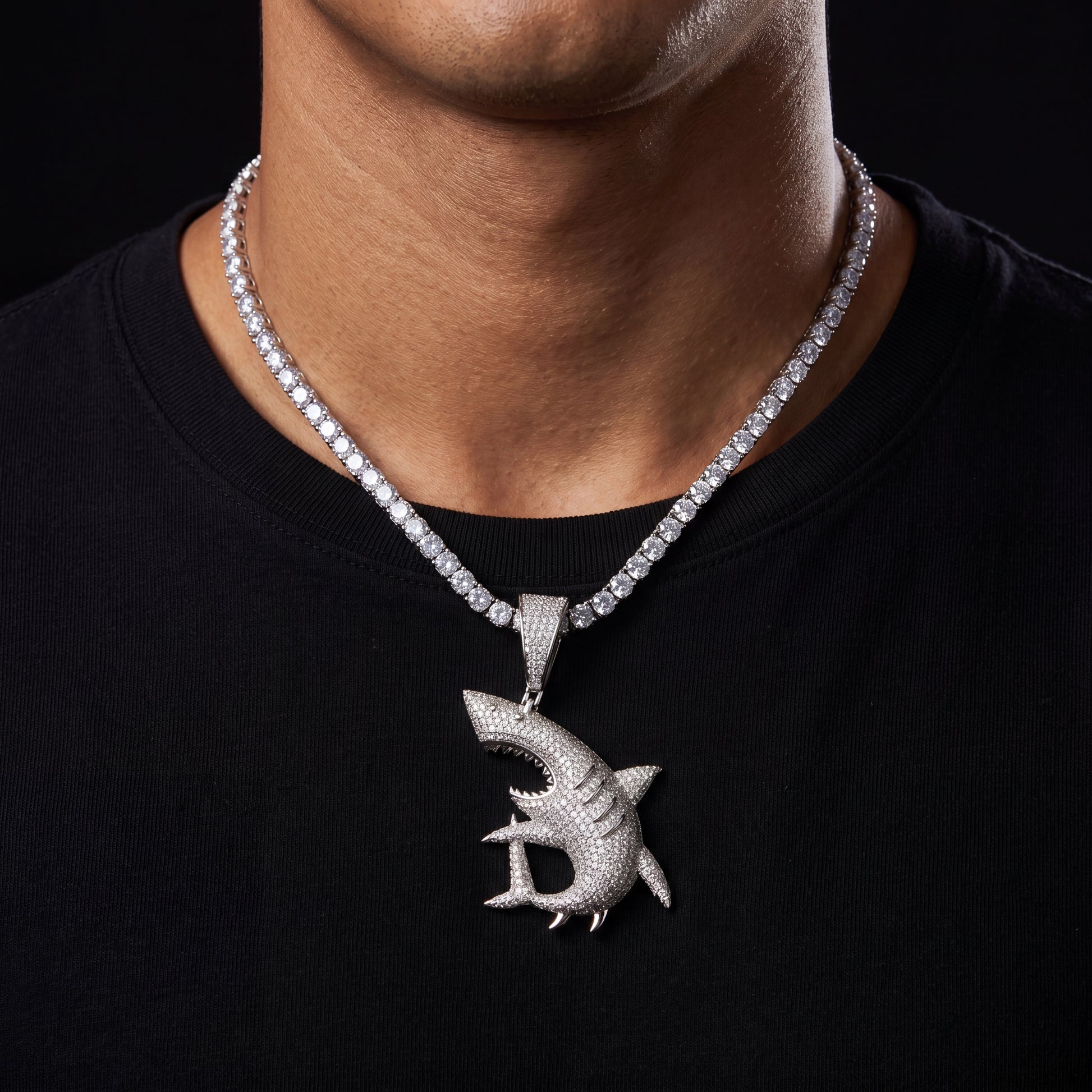 S925 Moissanite Shark Pendant - Different Drips