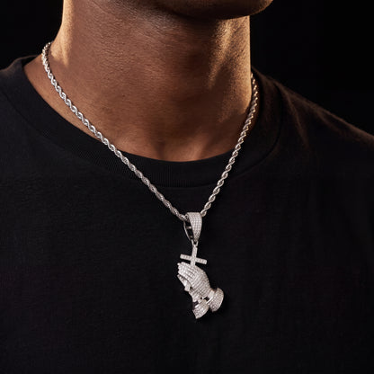 S925 Moissanite Cross Praying Hands Pendant - Different Drips
