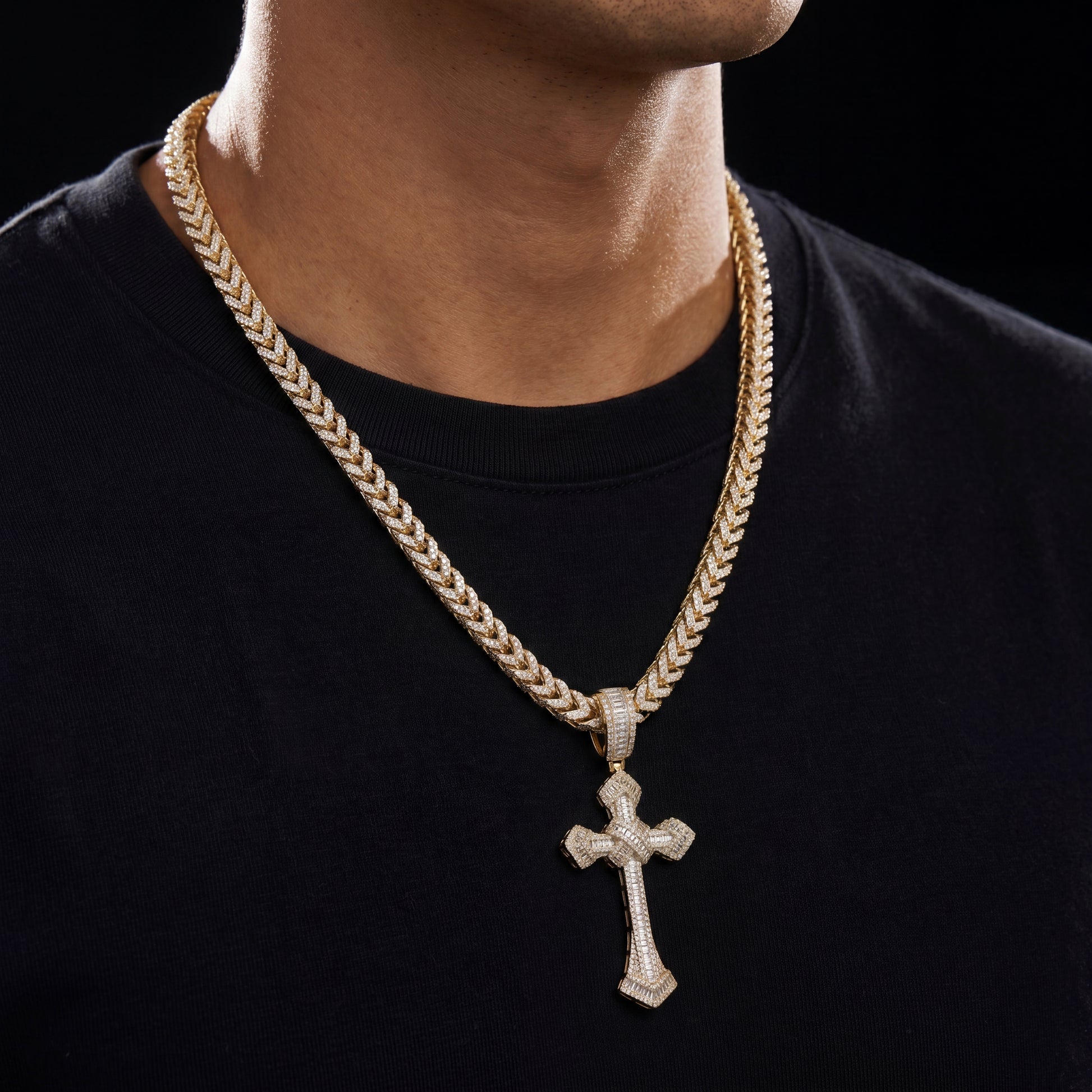 Baguette Cross Pendant - Different Drips