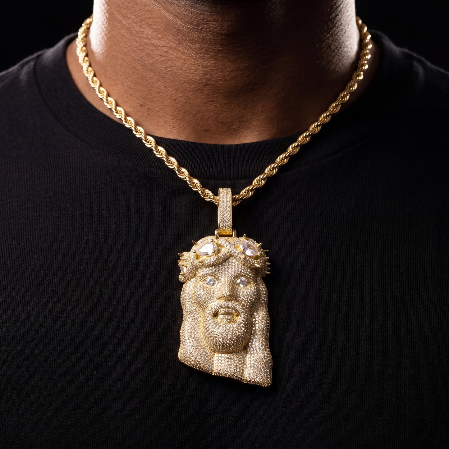 Diamond Infinity Crowned Jesus Pendant - Different Drips