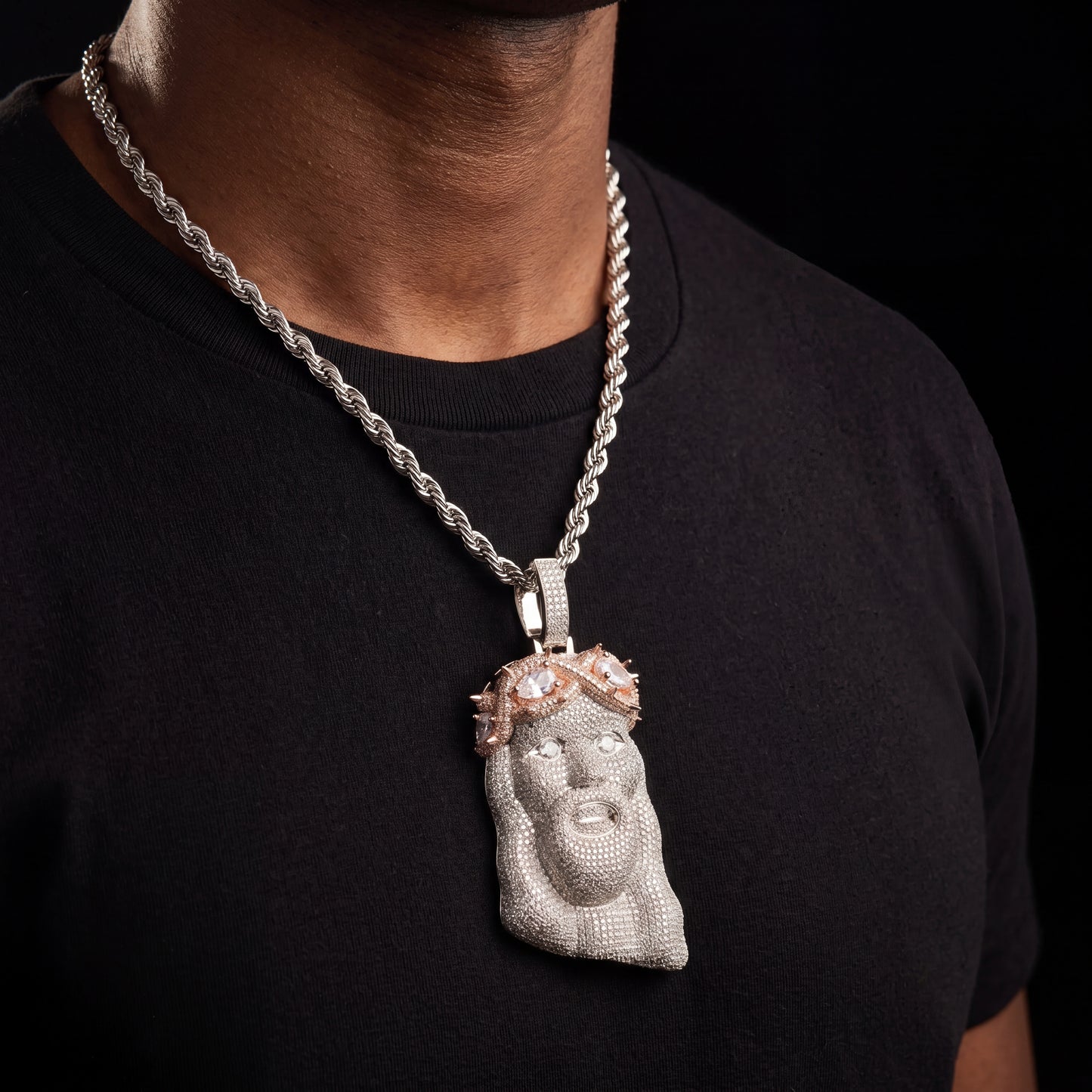 Diamond Infinity Crowned Jesus Pendant - Different Drips