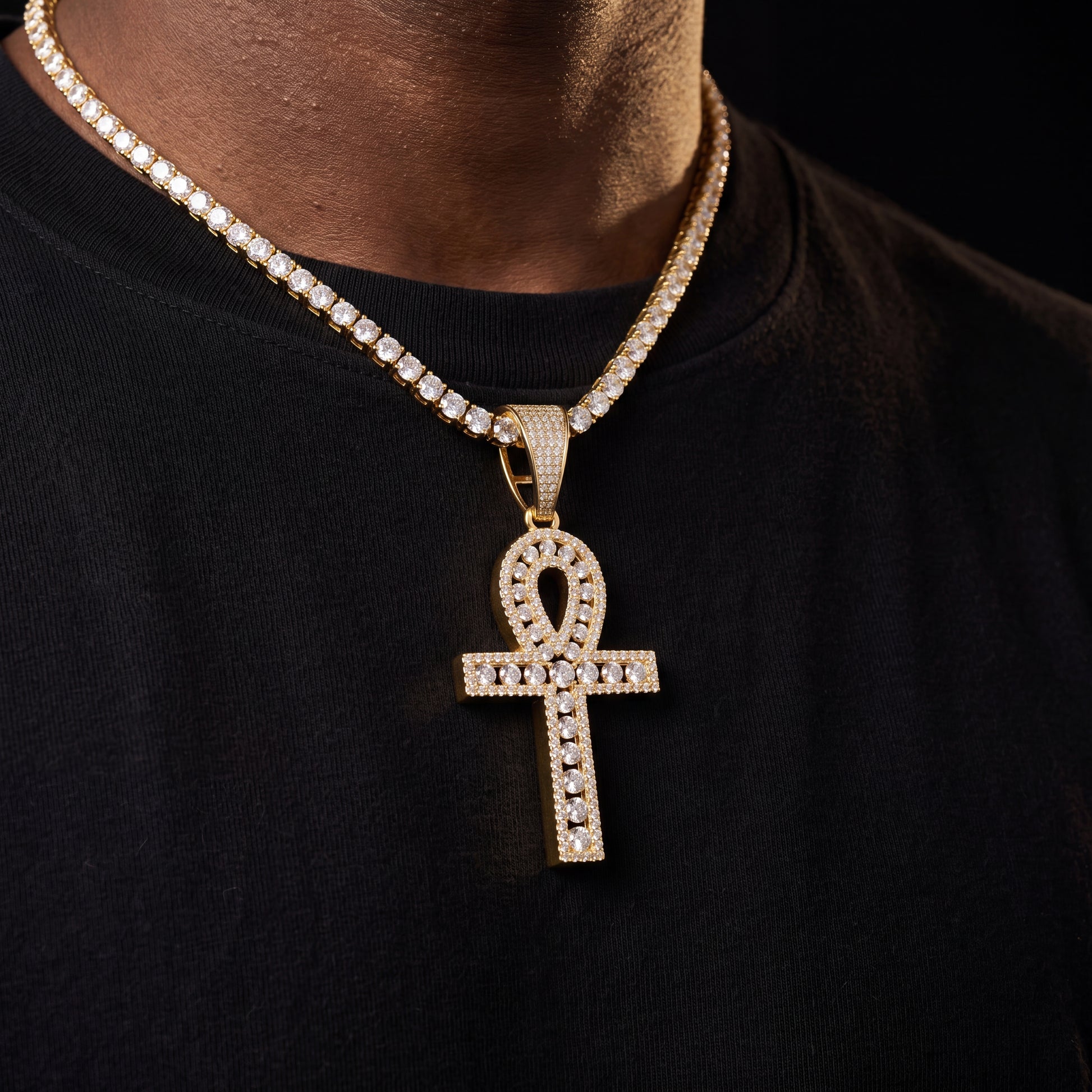 S925 Moissanite Ankh Cross Pendant - Different Drips