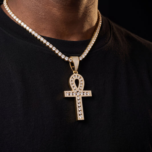 S925 Moissanite Ankh Cross Pendant