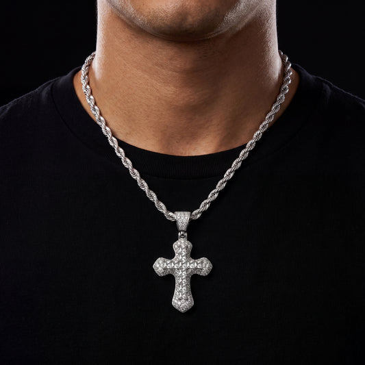 Center Stone Baguette Cross Pendant - Different Drips