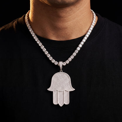 Iced Out Large Hasma Hand Pendant - Different Drips