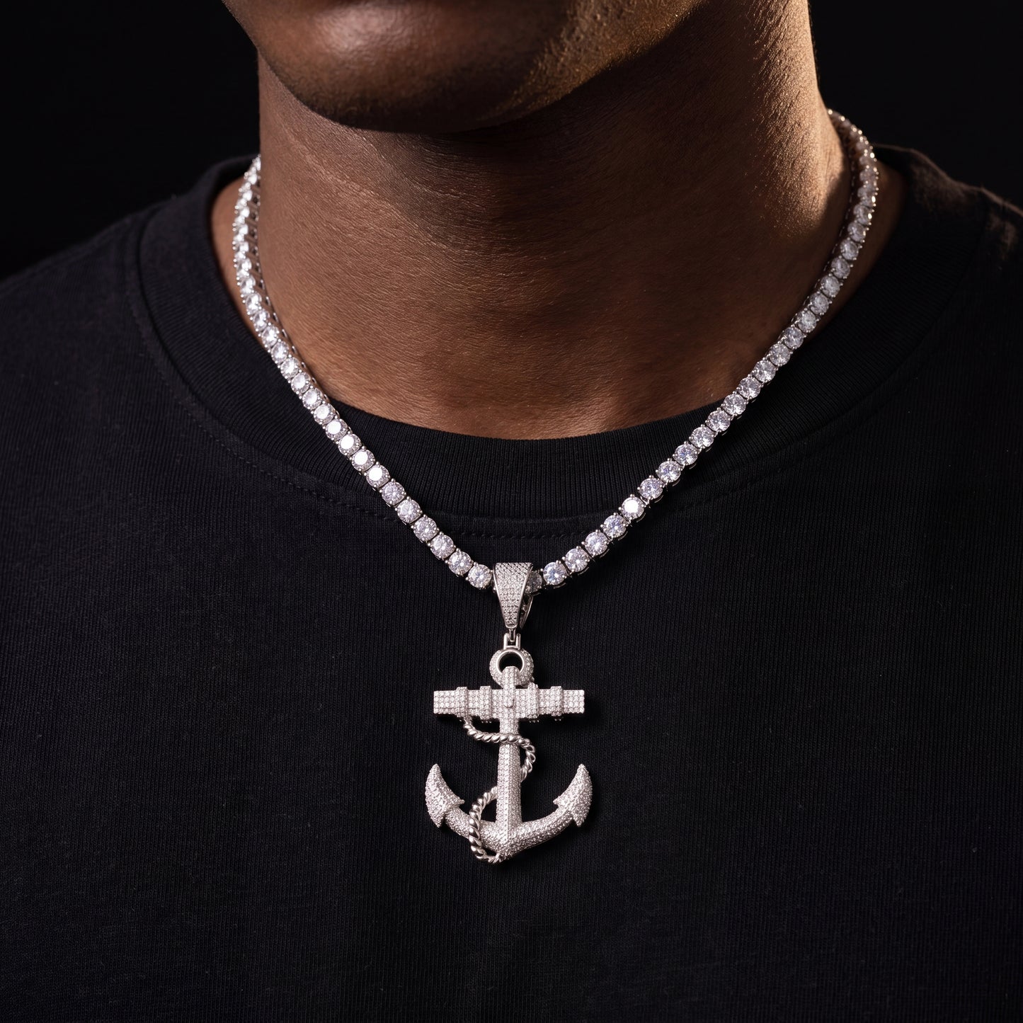 S925 Moissanite Anchor Pendant - Different Drips