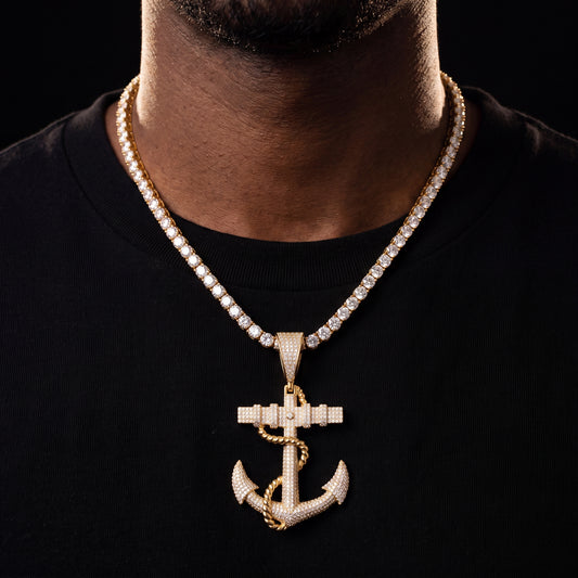 S925 Moissanite Anchor Pendant