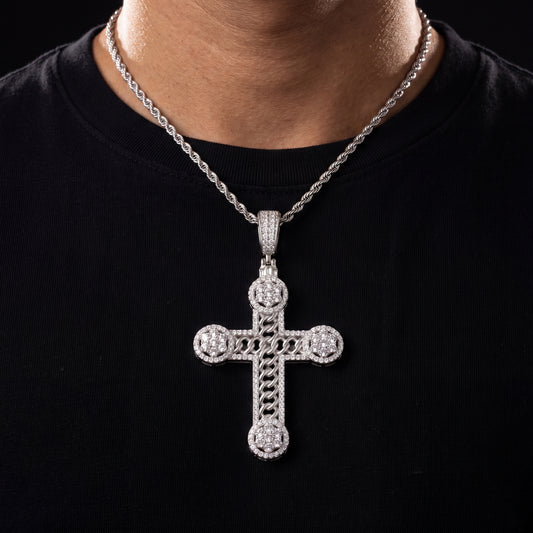 S925 Moissanite Rope Center Cross Pendant - Different Drips