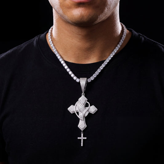 S925 Moissanite Praying Cross Pendant - Different Drips