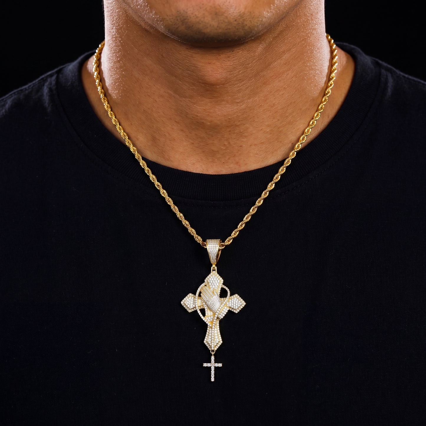 S925 Moissanite Praying Cross Pendant - Different Drips