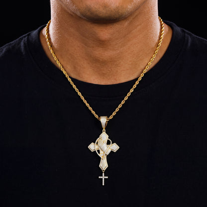 S925 Moissanite Praying Cross Pendant - Different Drips
