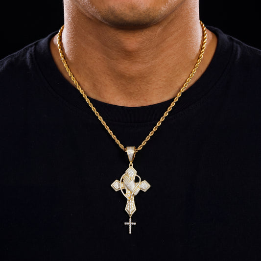 S925 Moissanite Praying Cross Pendant - Different Drips