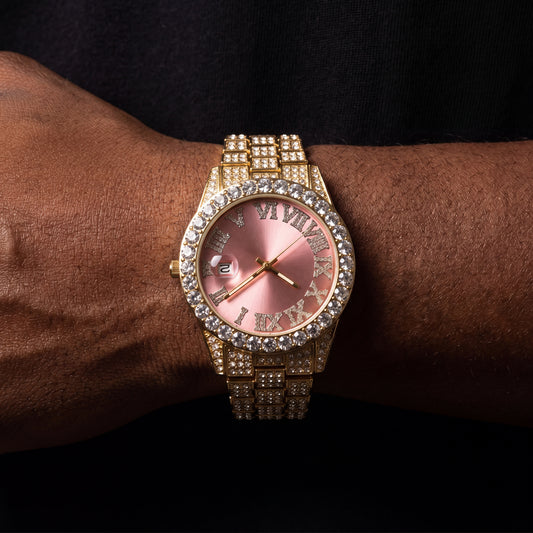 Iced Roman Numeral Colored Dial Watch - Different Drips
