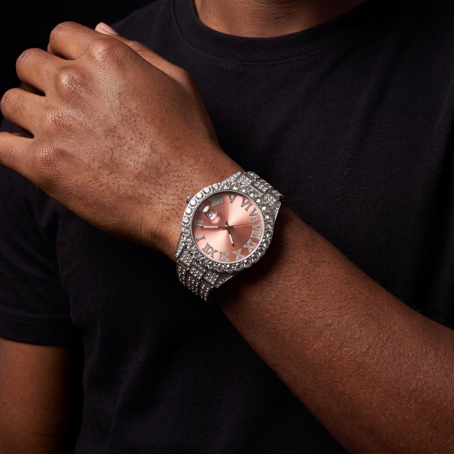 Iced Roman Numeral Colored Dial Watch - Different Drips