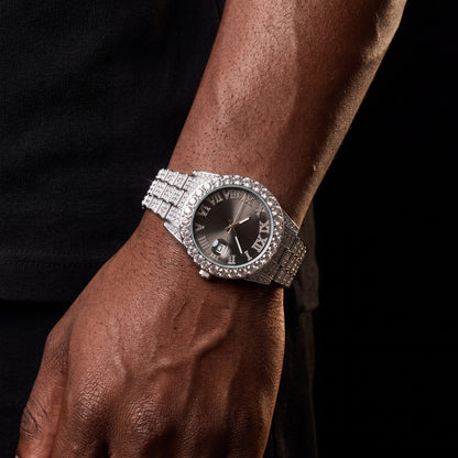 Iced Roman Numeral Colored Dial Watch - Different Drips