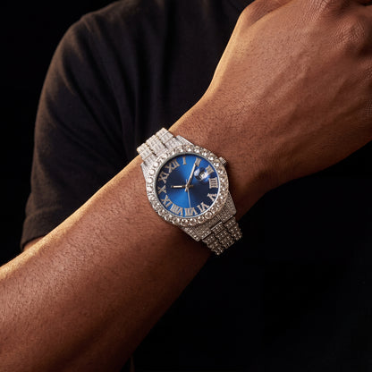 Iced Roman Numeral Colored Dial Watch - Different Drips