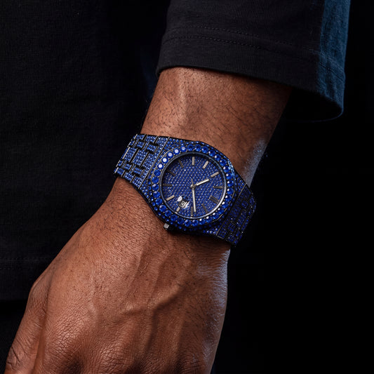 Bust Down Royal Blue Iced Out Watch - Different Drips