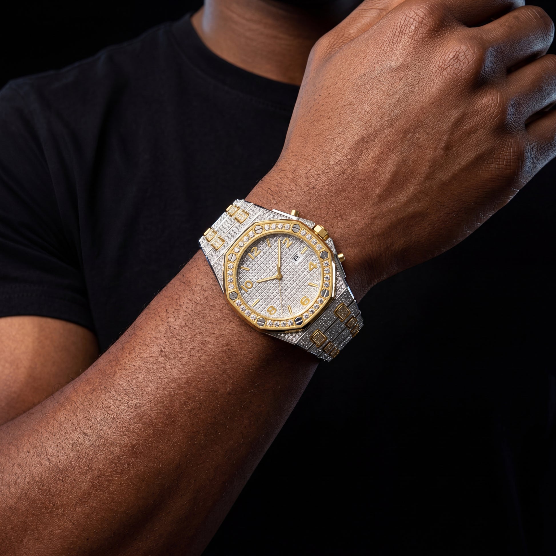 Iced Octagonal Case Screw Head Watch - Different Drips