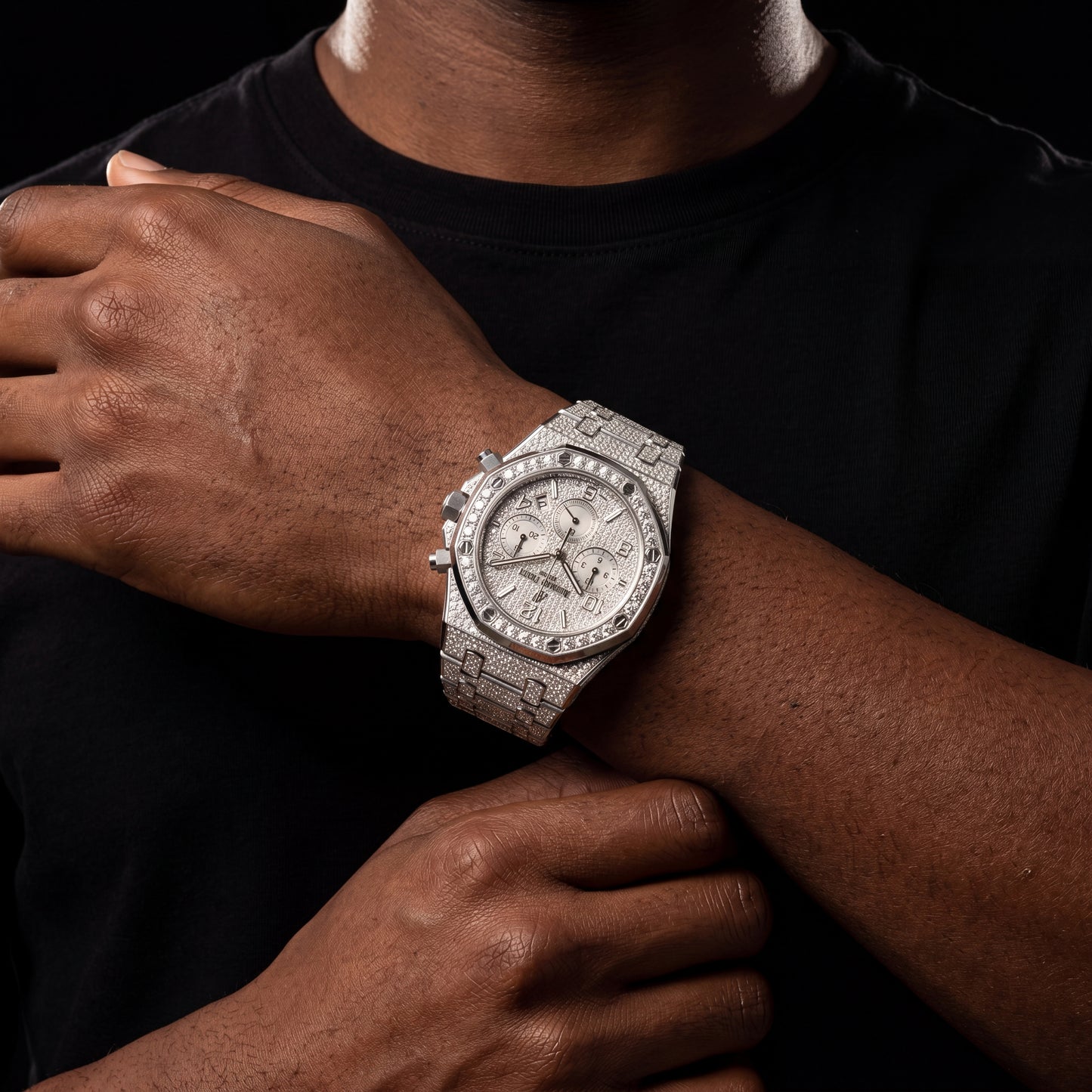 Iced Octagonal Case Screw Head Watch - Different Drips