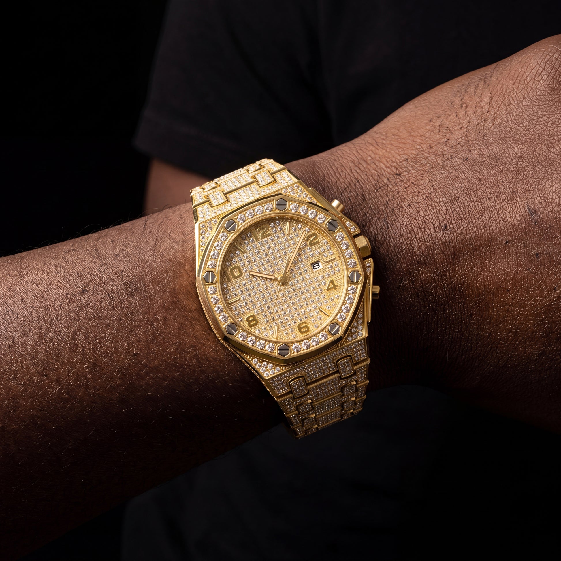 Iced Octagonal Case Screw Head Watch - Different Drips