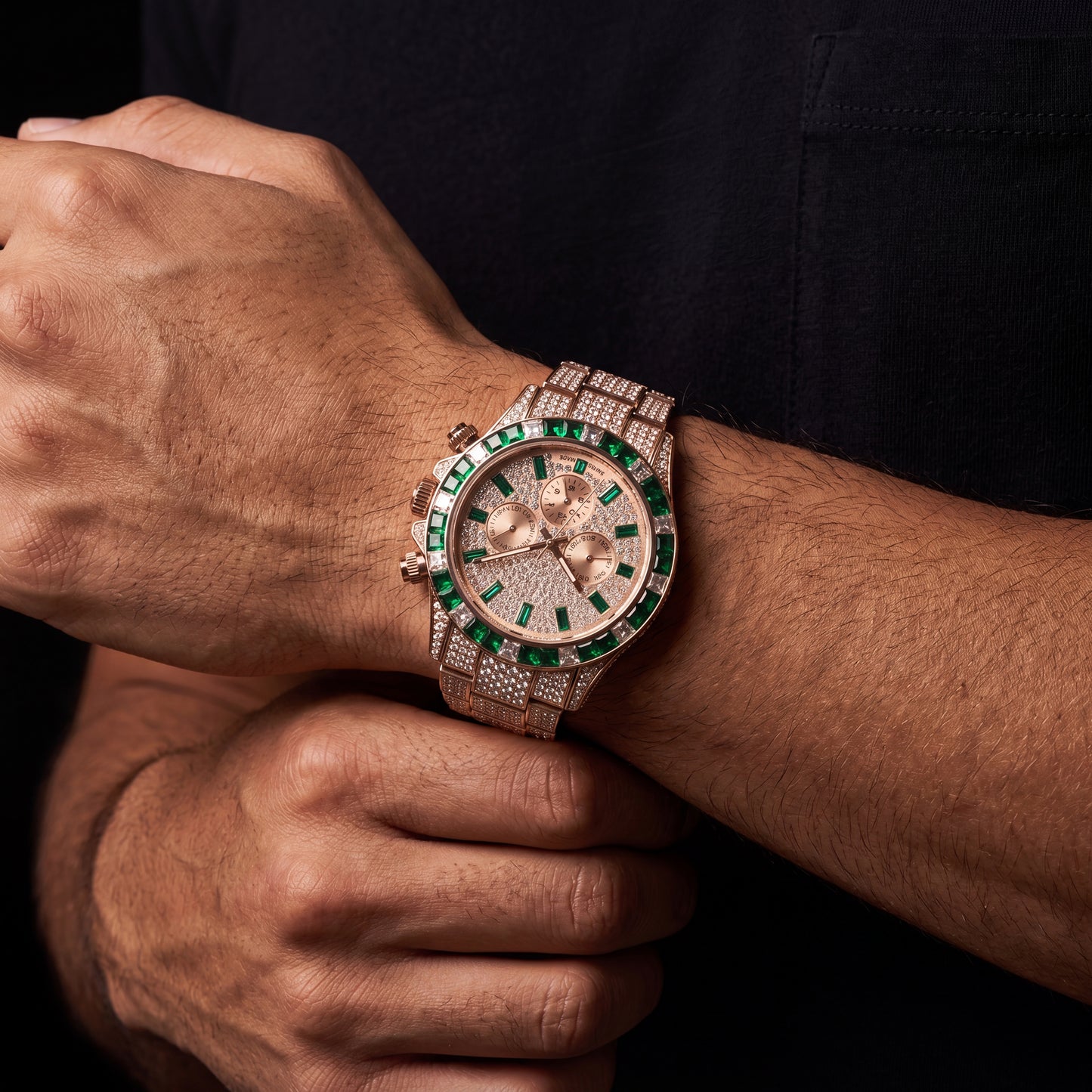 Emerald Green Baguette Bezel Chronograph Watch - Different Drips