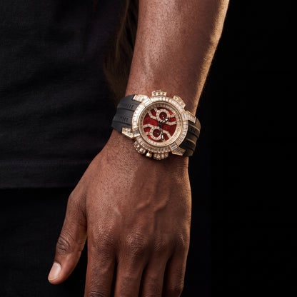 Baguette Round Cut Watch w/ Rubber Strap - Different Drips