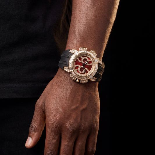 Baguette Round Cut Watch w/ Rubber Strap - Different Drips
