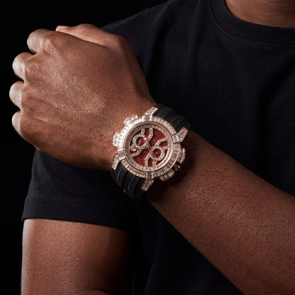 Baguette Round Cut Watch w/ Rubber Strap - Different Drips