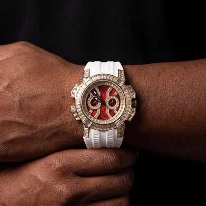Baguette Round Cut Watch w/ Rubber Strap - Different Drips