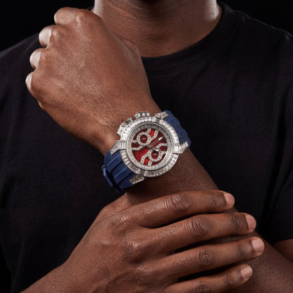 Baguette Round Cut Watch w/ Rubber Strap - Different Drips