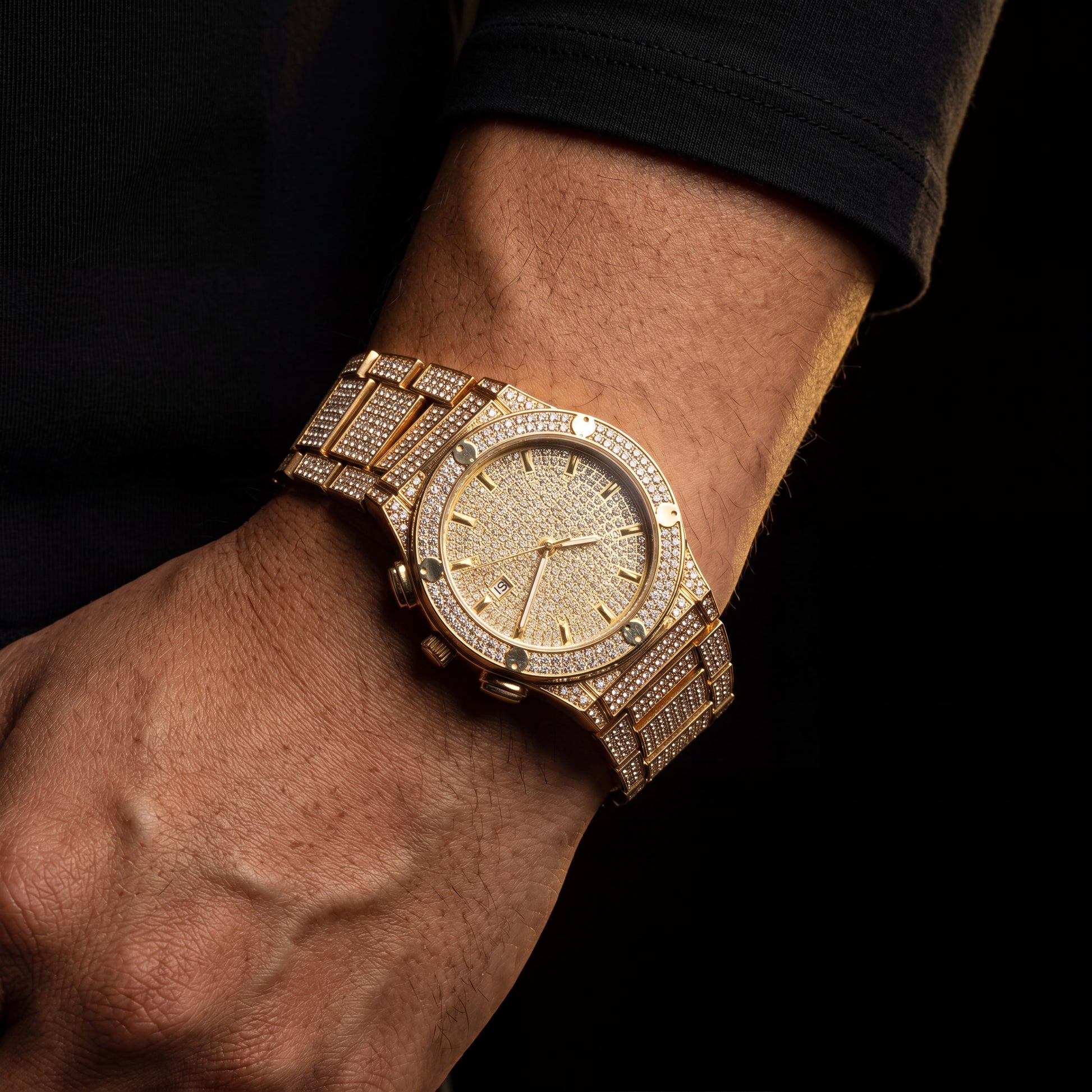 Iced Out Round Screw Head Watch - Different Drips