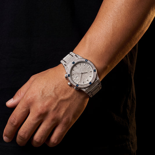 Iced Out Round Screw Head Watch - Different Drips