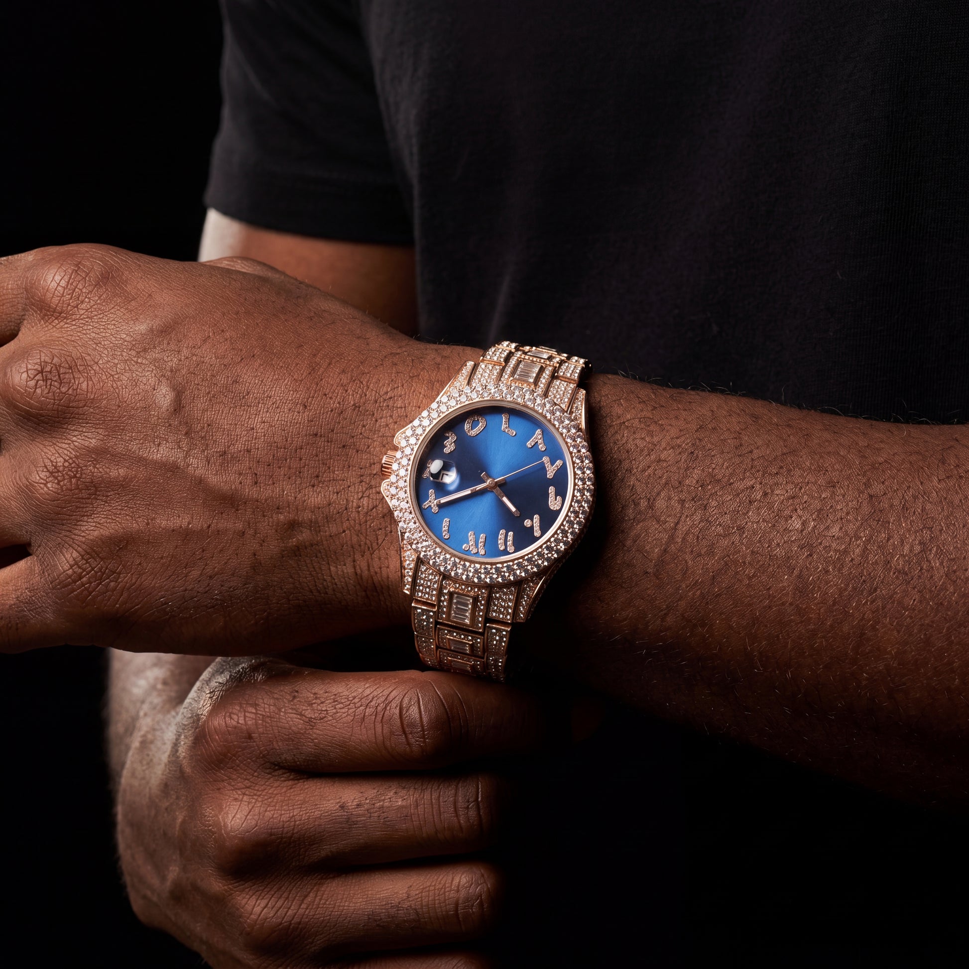 Iced Colored Dial Arabic Numeral Watch - Different Drips