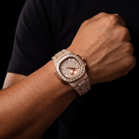 Iced Baguette Bezel Chronograph Watch - Different Drips