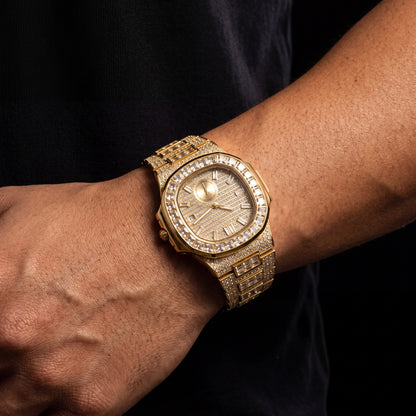 Iced Baguette Bezel Chronograph Watch - Different Drips