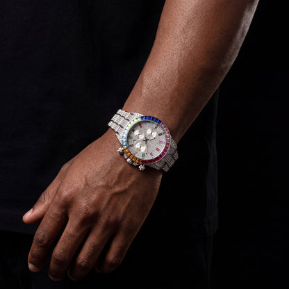 Iced Multi-Color Baguette Chronograph Watch - Different Drips